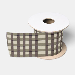 Imitate Burlap Kariert Design- Country Taupe Set Satinband