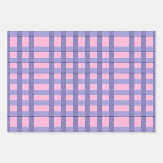 Imitate Burlap Kariertes Design - Blue Pink Set Geschenkpapier Set (Vorderseite)