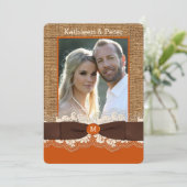 IMITATE Burlap Lace Bow FOTO Hochzeit Einladung, B Einladung (Stehend Vorderseite)