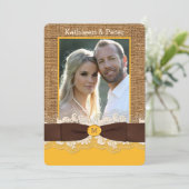 IMITATE Burlap Lace Bow FOTO Hochzeit Einladung, B Einladung (Stehend Vorderseite)