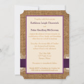 IMITATE Burlap Lace Bow FOTO Hochzeit Einladung, L Einladung (Rückseite)