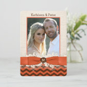 IMITATE Burlap, Lace FOTO Hochzeit Einladung, Zick Einladung (Stehend Vorderseite)