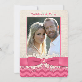 IMITATE Burlap, Lace FOTO Hochzeit Einladung, Zick Einladung