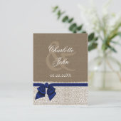 IMITATE Burlap, Marineblau und Weiß Spitze Danke Postkarte (Stehend Vorderseite)