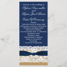 IMITATE Burlap, rustikale Hochzeitsprogramme Teelä