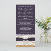 IMITATE Burlap, rustikale Hochzeitsprogramme Teelä Programm (Stehend Vorderseite)