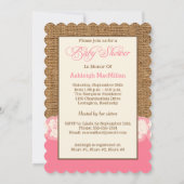 IMITATE Burlap, Spitzen-Foto Kinderdusche einladen Einladung (Rückseite)