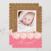 IMITATE Burlap, Spitzen-Foto Kinderdusche einladen Einladung (Vorne/Hinten)