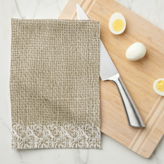 Imitate Burlap und Lace Handtuch (Viertel Falte)