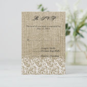 Imitate Burlap und Lace UAWG RSVP Karte (Stehend Vorderseite)