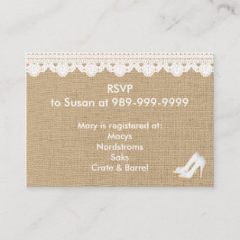 Imitate Burlap- und Spitzenverschlusskarte Begleitkarte