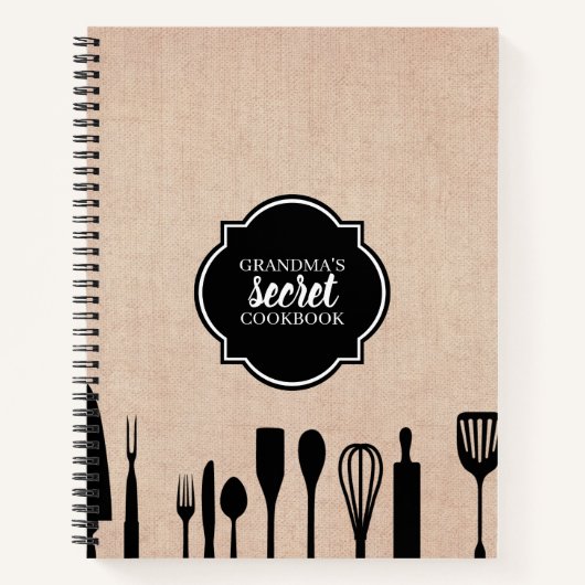 Imitate Burlap Utensits Personalisiert Recipe Notizblock (Vorderseite)