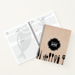 Imitate Burlap Utensits Personalisiert Recipe Notizblock