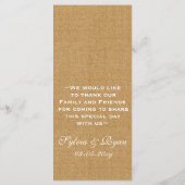 IMITATE, Burlhosen, rustikale Hochzeitsmenükarten Menükarte (Rückseite)