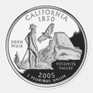 Imitate California Staat Quarter Yosemite Valle Mu Runder Aufkleber