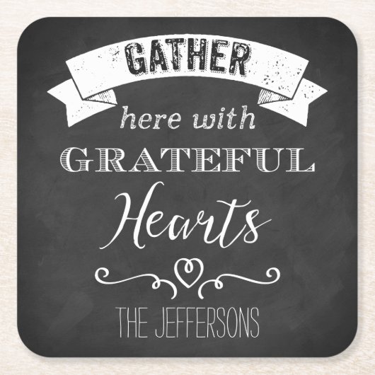 IMITATE Chalkboard Grateful Hearts PAPER Untersetz Rechteckiger Pappuntersetzer (Vorderseite)