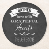 IMITATE Chalkboard Grateful Hearts PAPER Untersetz Runder Pappuntersetzer (Vorderseite)