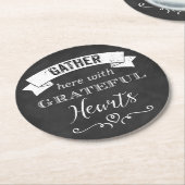 IMITATE Chalkboard Grateful Hearts PAPER Untersetz Runder Pappuntersetzer (Angewinkelt)