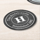 Imitate Chalkboard Monogramm Personalisiert Runder Pappuntersetzer (Angewinkelt)