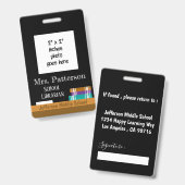 Imitate Chalkboard School Librarian Foto ID Abzeic Ausweis (Front & Back)