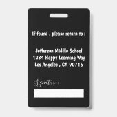 Imitate Chalkboard School Librarian Foto ID Abzeic Ausweis (Back)