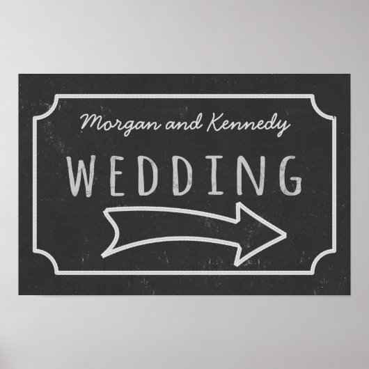 Imitate Chalkboard Wedding Direction Poster (Vorne)