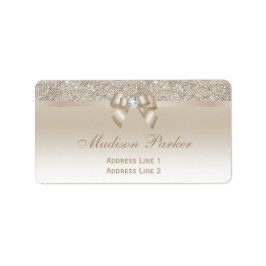 Imitate Champagne Sequins Bow Ribbon Diamond Adressaufkleber