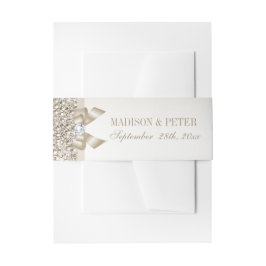 Imitate Champagne Sequins Bow Wedding Einladungsbanderole