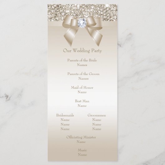 Imitate Champagne Sequins Diamond Bow Wedding Prog Programm (Rückseite)