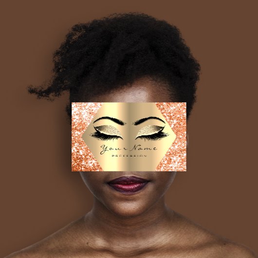 Imitate Champaigne Gold Glitzer Makeup Lashes Visitenkarte