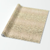 Imitate Champaigne Rose Elfenbeinmetall Glitzer Geschenkpapier (Ungerollt)