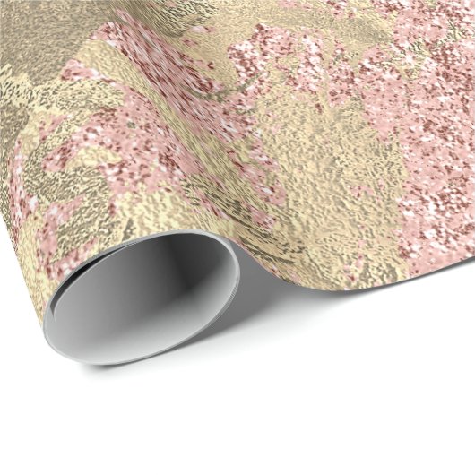 Imitate Champaigne Rose Gold Marble Metallic Strok Geschenkpapier (Rolleneckpunkt)