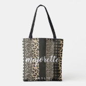 Imitate Cheetah und Glitzer Personalisiert Majoret Tasche (Rückseite)