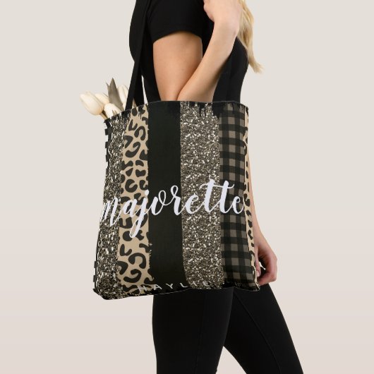 Imitate Cheetah und Glitzer Personalisiert Majoret Tasche (Von Nahem)