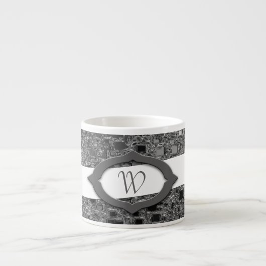 Imitate Chrome Mini Box Design & Monogram Espressotasse (Vorderseite)