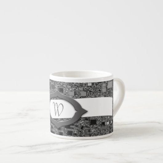 Imitate Chrome Mini Box Design & Monogram Espressotasse (Vorderseite Rechts)