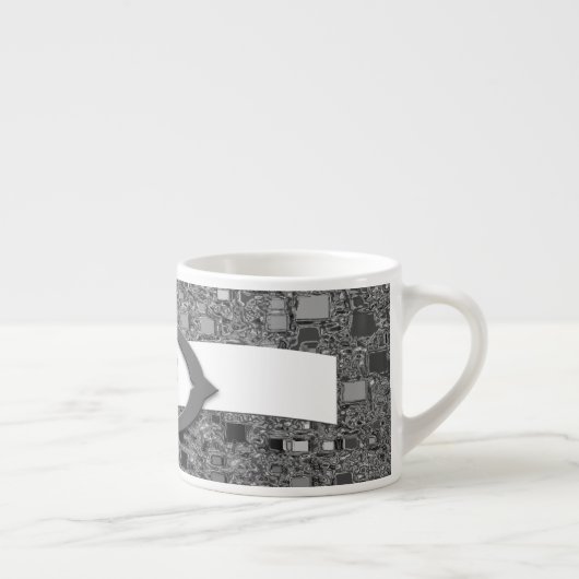 Imitate Chrome Mini Box Design & Monogram Espressotasse (Rechts)