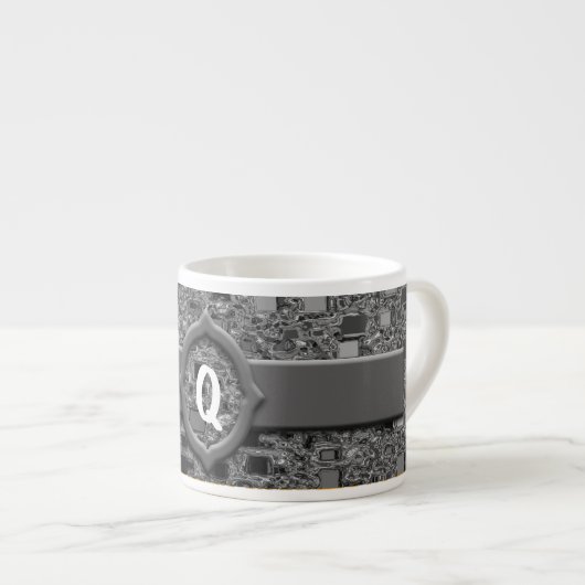 Imitate Chrome Mini Box Design & Monogram Espressotasse (Vorderseite Rechts)