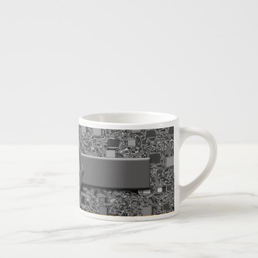 Imitate Chrome Mini Box Design & Monogram Espressotasse (Rechts)