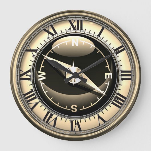 Imitate Compass Clock Große Wanduhr (Vorderseite)