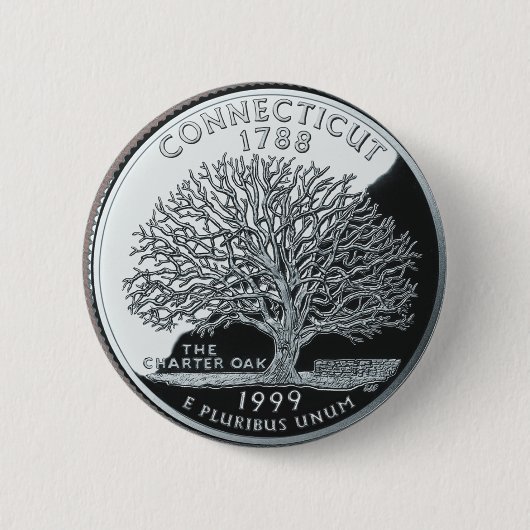 Imitate Connecticut Staat Quarter Charterbaum Button (Vorderseite)