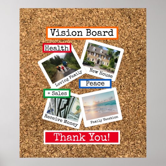 Imitate Cork Custom Foto Collage Vision Board Poster (Vorne)
