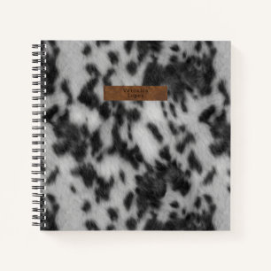 Imitate Cowhid & Leather Black & White Animal Prin Notizblock