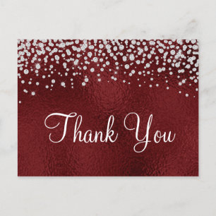 Imitate Dark Red Foil Diamond Confetti Vielen Dank Postkarte
