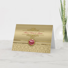 Imitate Dark Ruby Red Gemstone Metallic Gold Damas Karte