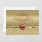 Imitate Dark Ruby Red Gemstone Metallic Gold Damas Postkarte (Vorne/Hinten)