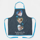 Imitate Denim Blue White Family Foto-Vorlage Schürze (Vorderseite)