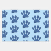 Imitate Denim Jeans Dog Paw Drucktextur Geschenkpapier Set (Vorderseite 2)