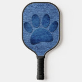 Imitate Denim Jeans Dog Paw Print Pickleball Schläger (Rückseite)