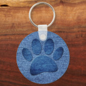 Imitate Denim Jeans Dog Paw Print Schlüsselanhänger (Rückseite)